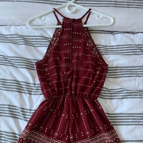Patterned Maroon Romper - Picture 2 of 4